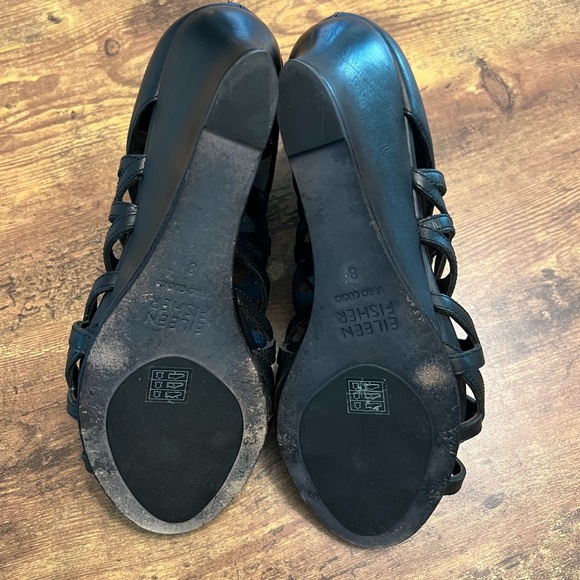 Eileen Fisher size 8 lattice cage wedge heeled sandal. Gently used. - Picture 3 of 4